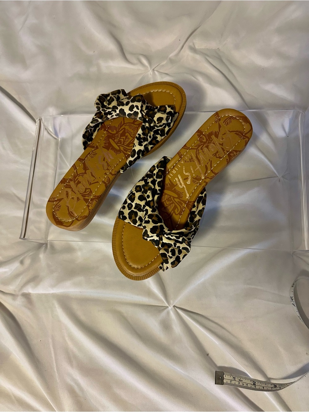 Leopard Knot Slide Sandals - Tan